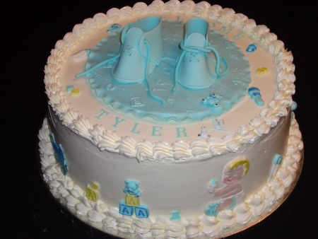 Baby Booties Chocolate Cake w/ White Chocolate Icing