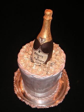 10 Layer Wine Bucket Cake w/ Chocolate Bottle