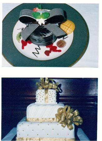 Chocolate Ribbon & Box filled w/Chocolate Cake, Mousse, & Brownie Base