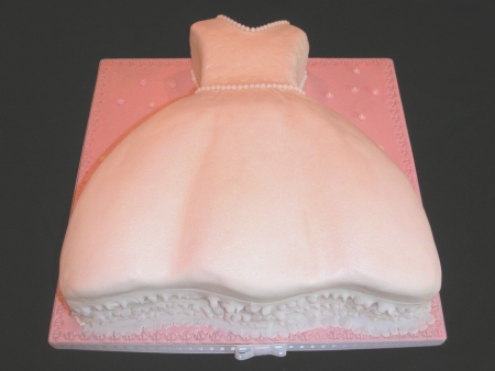 Fondant Wedding Dress Cake w/Strawberries & Pastry