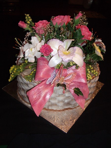 Back of Basket of Sugar Flowers